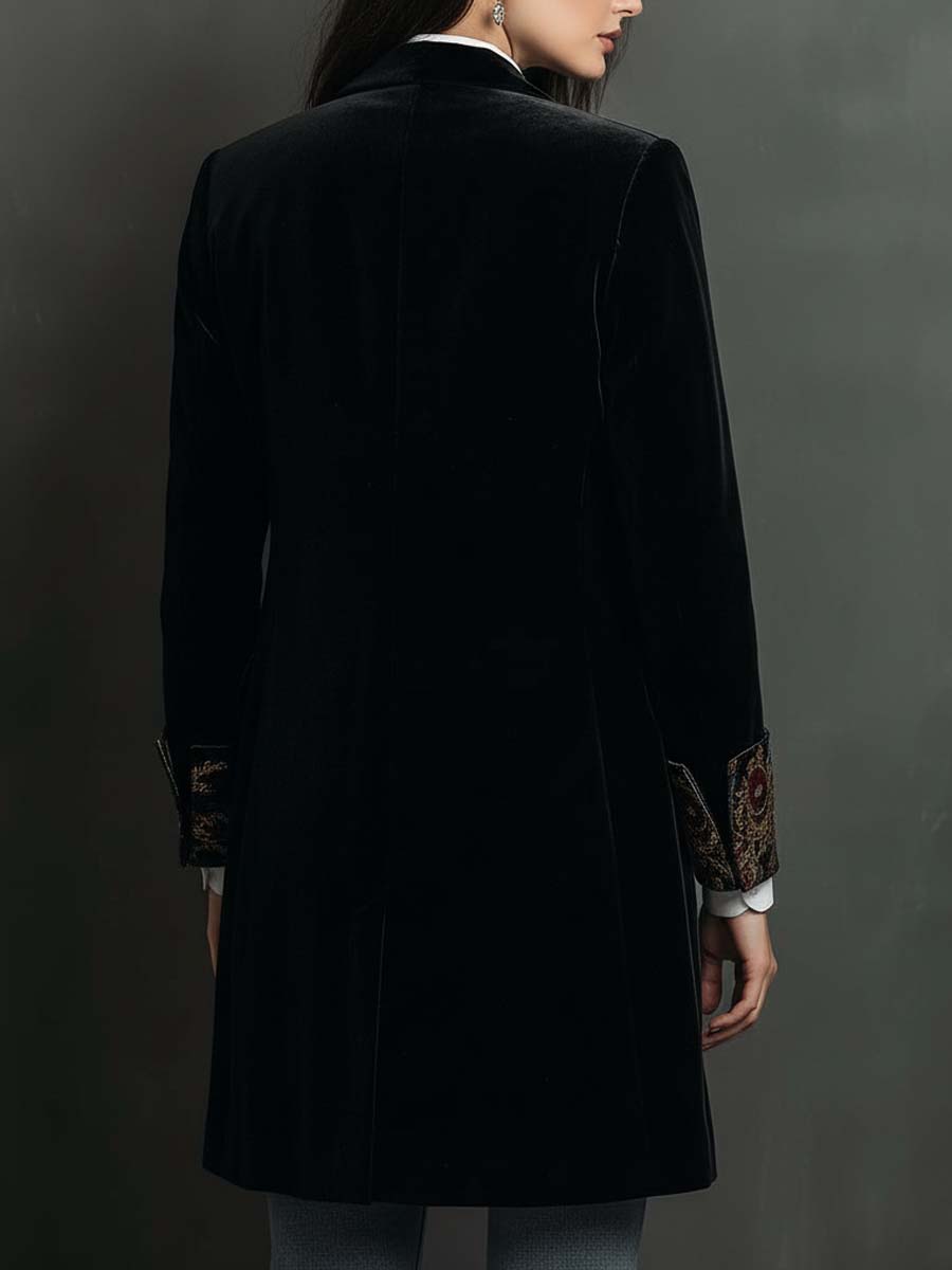 Loretta – Velvet Longline Blazer with Baroque Lapels