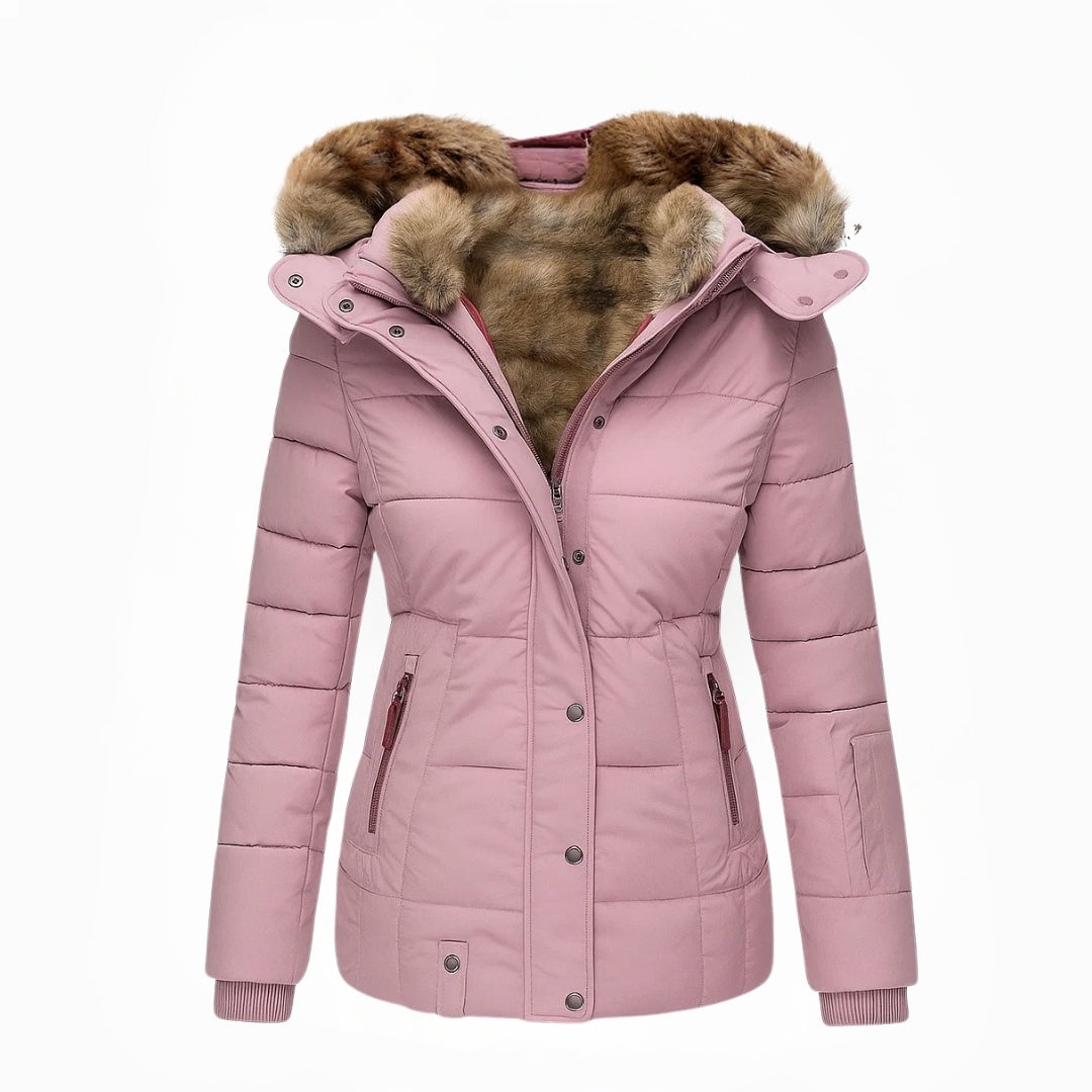 Robin – Quilted Winter Coat with Fur Hood