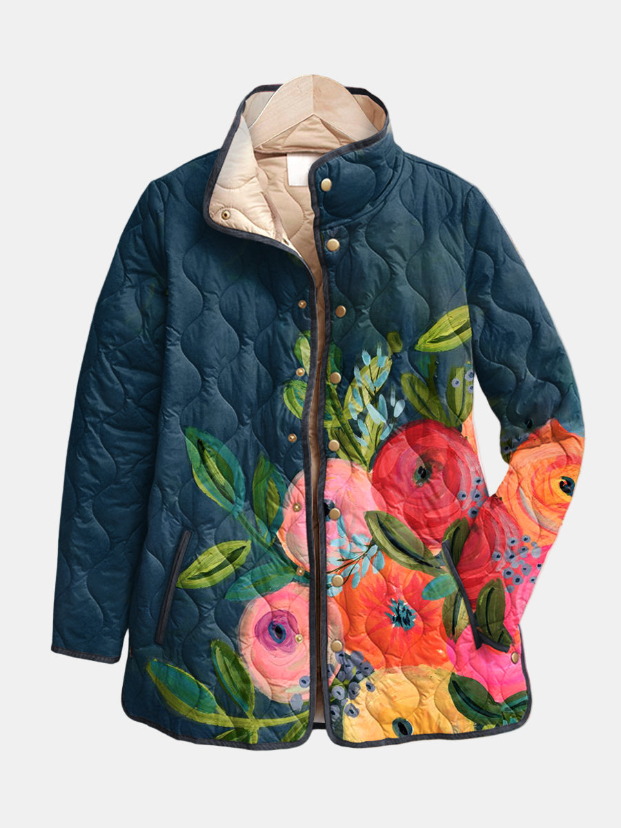 Greta | Vintage Floral Print Quilted Jacket