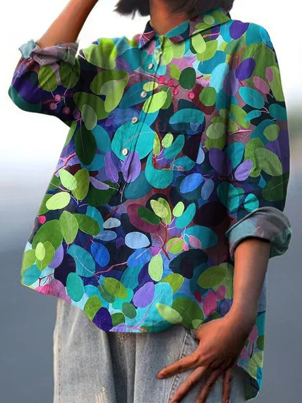 Milanne | Summer Forest Art Printed Women's Casual Shirt