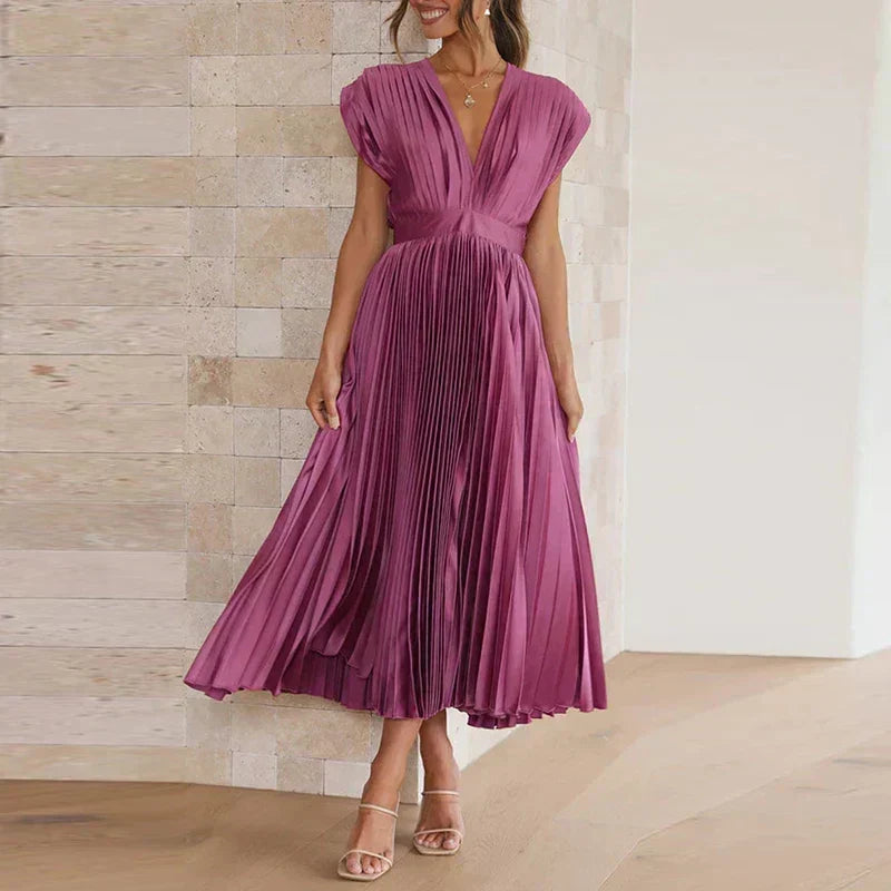 Kendall | V-Neck Maxi Dress with Pleats