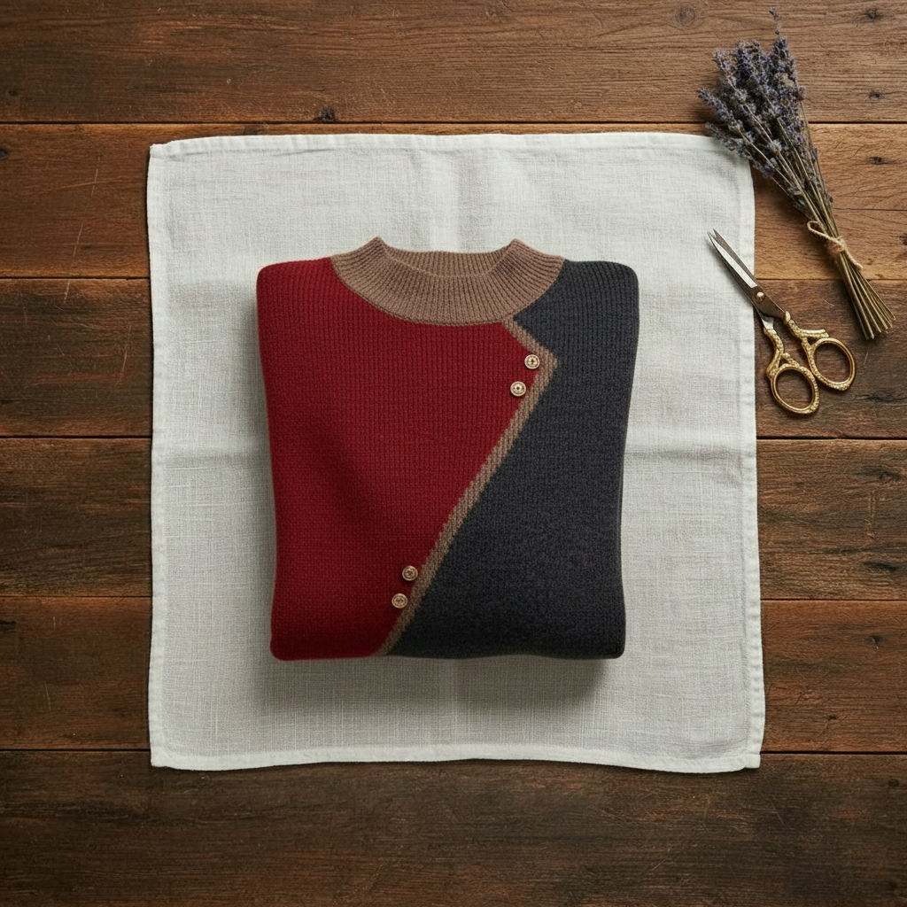 Mandy – Colour Block Knit Jumper with Button Detail