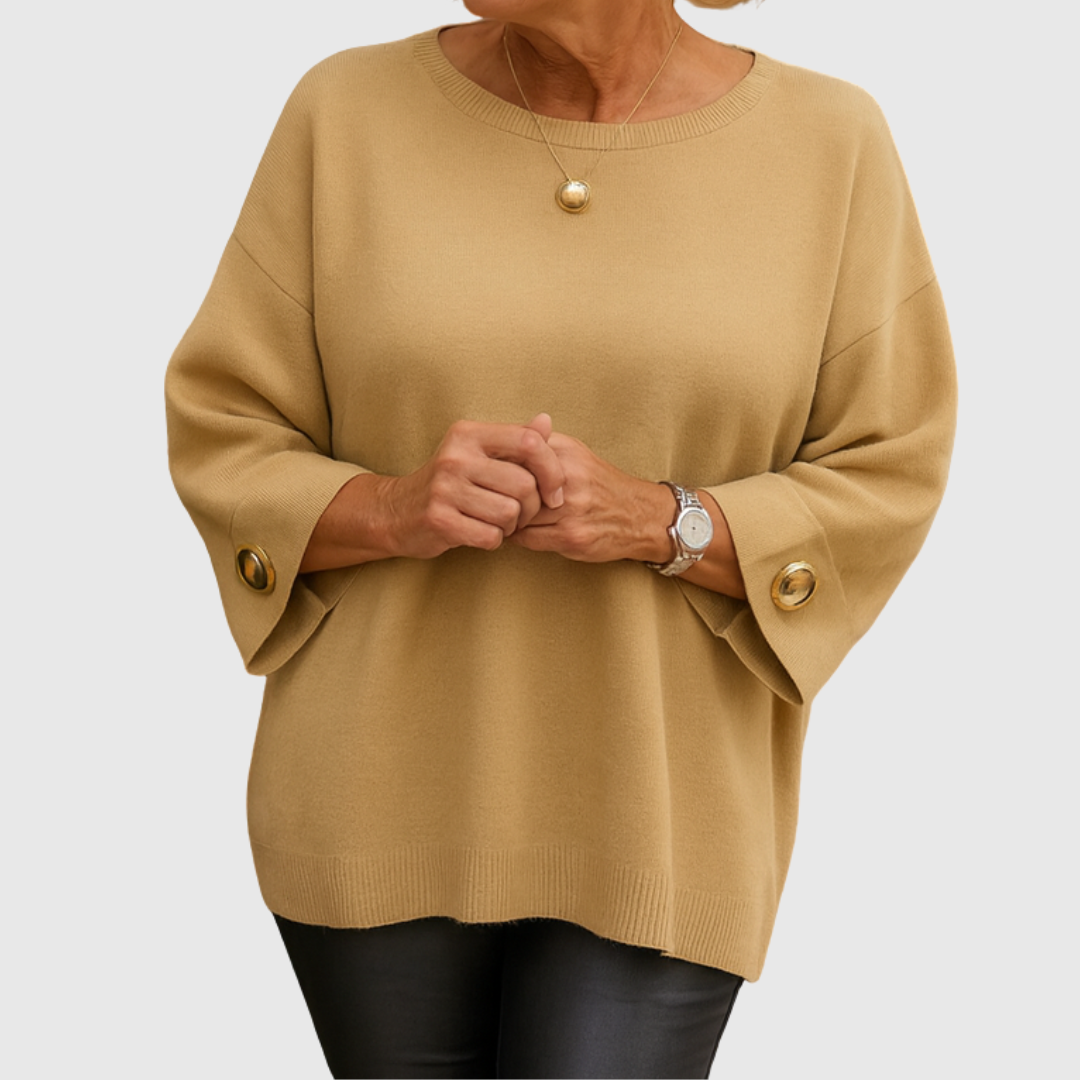 Helen – Relaxed Knit Jumper with Button Cuffs