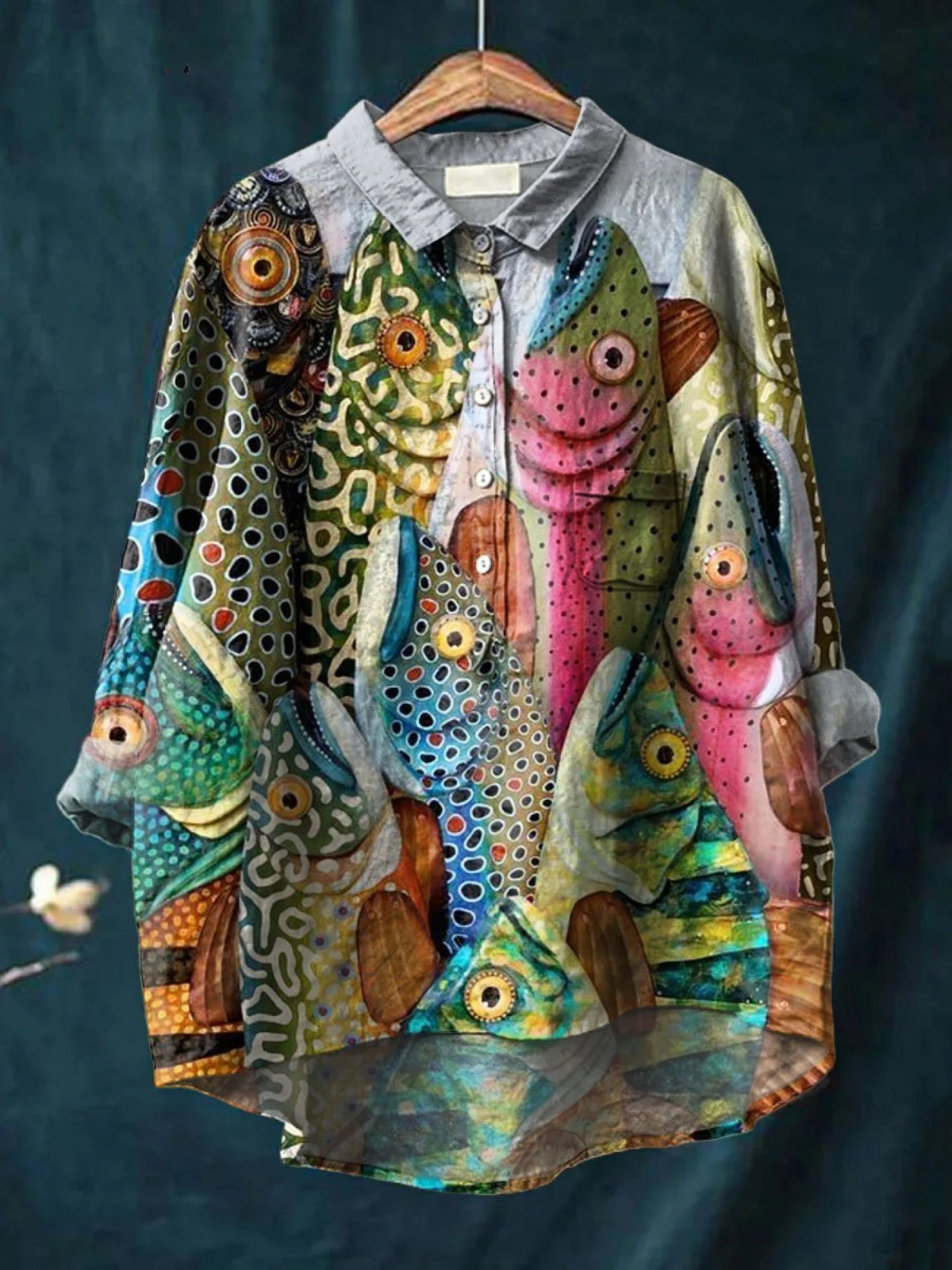 Aurelia | Vintage Funny Fish Art Print Casual Shirt