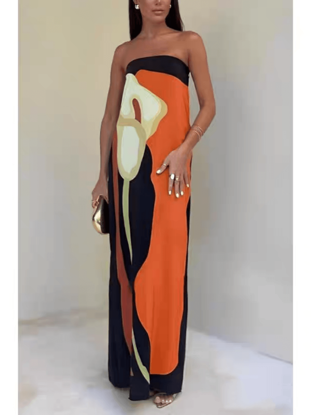 Nala | Coastal Chic Strapless Printed Maxi Party Dress