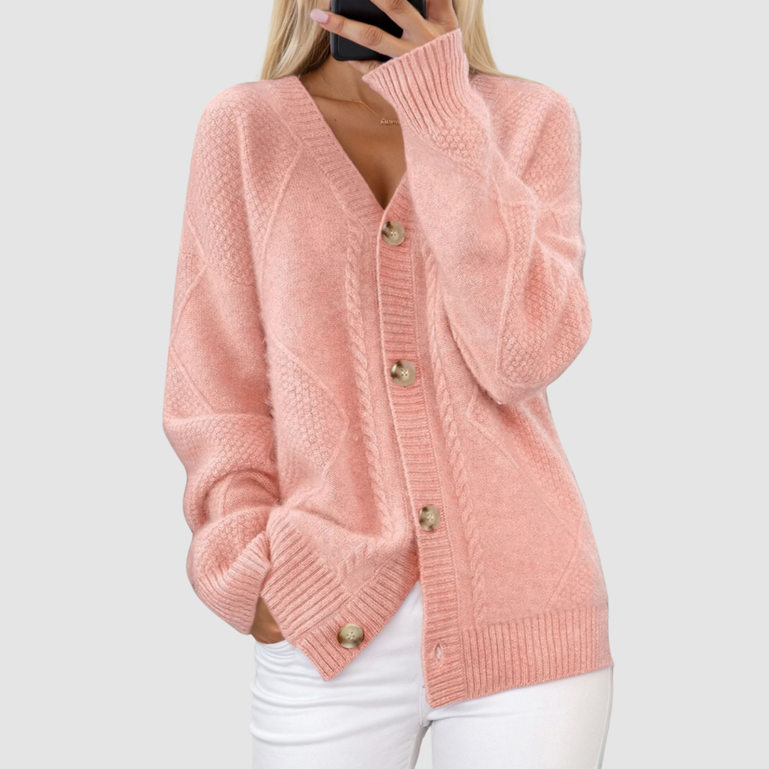 Vonda – Premium Knitted V-Neck Cardigan