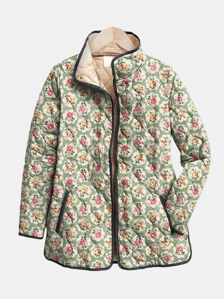 Vasilisa | Vintage Floral Art Print Quilted Jacket