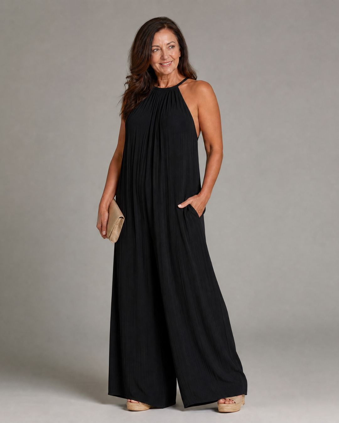 Talia | Pleated Halter Relaxed Jumpsuit