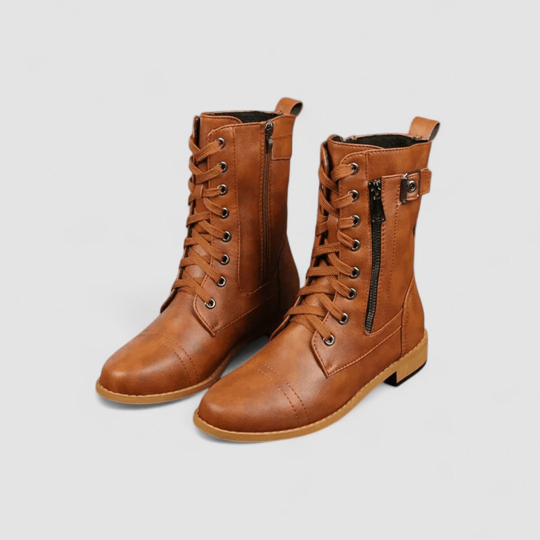 Cheryl – Lace-Up Combat Ankle Boots