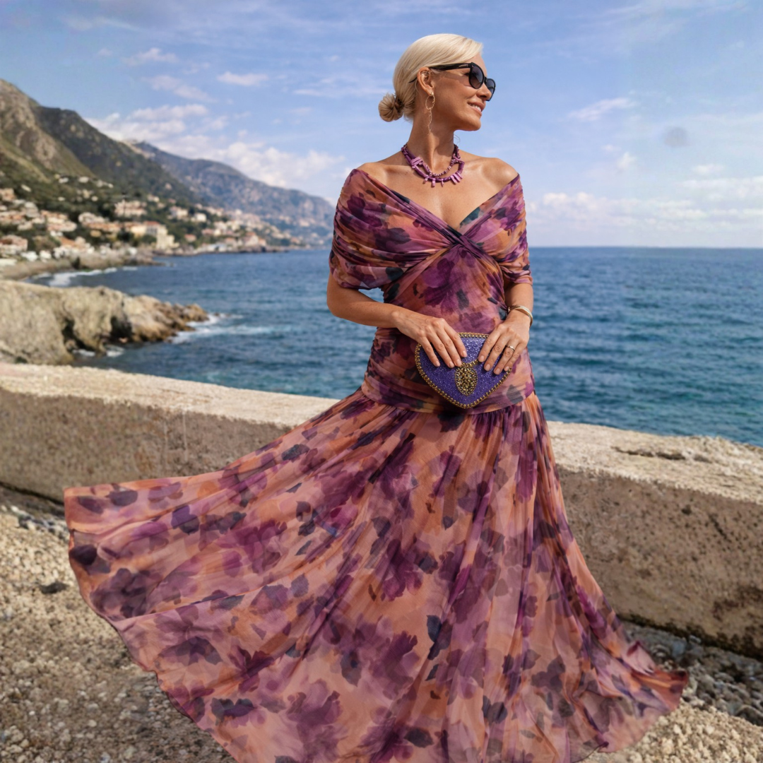 Mikaela – Draped Chiffon Maxi Dress