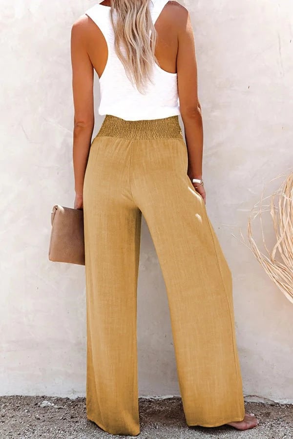 Julia β High-Waist Wide-Leg Linen-Look Pants