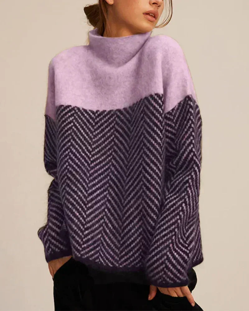 Rhonda – Herringbone Turtleneck Jumper