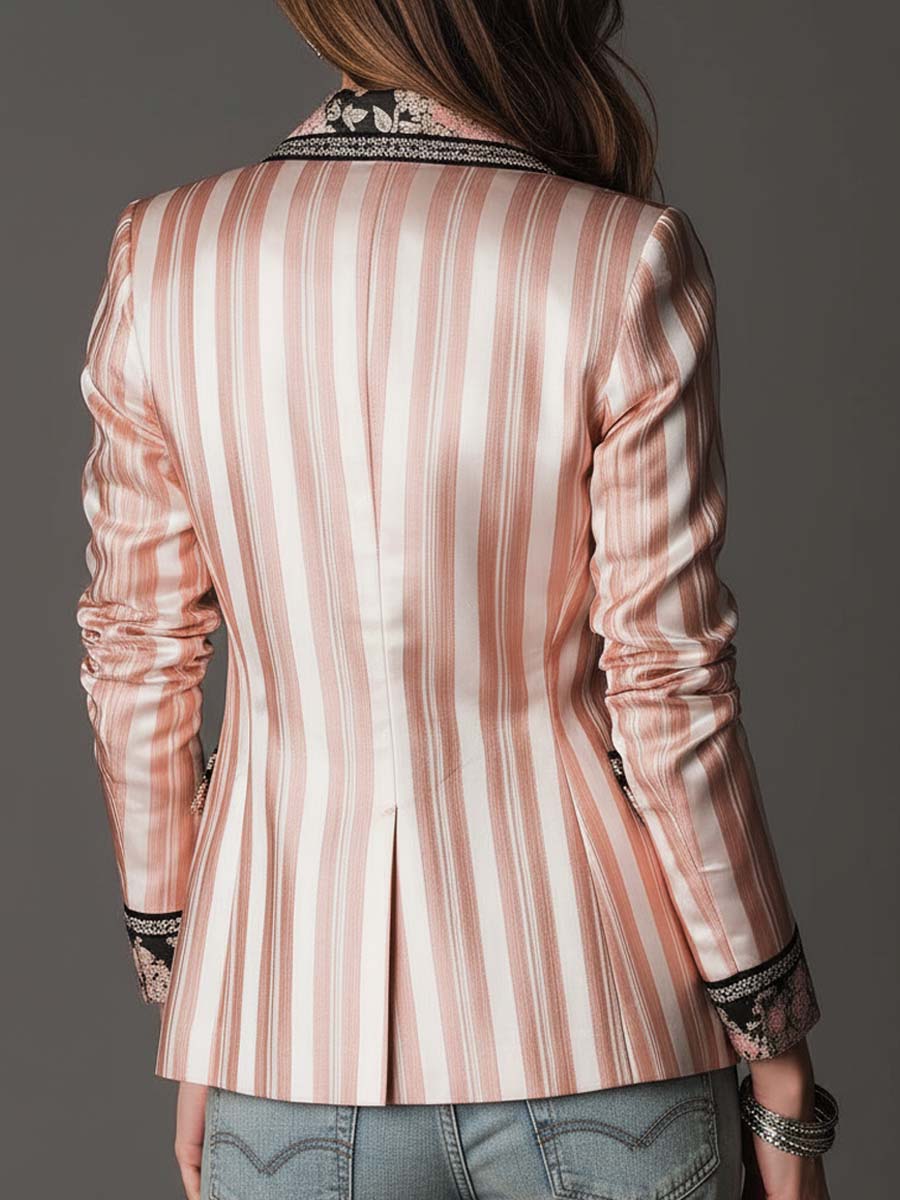 Odessa – Striped Satin-Look Bohemian Blazer