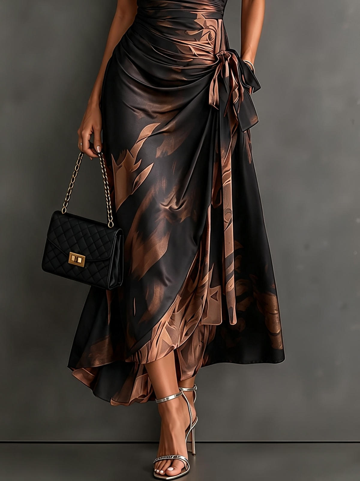 Kristy – Wrap Midi Dress with Abstract Print