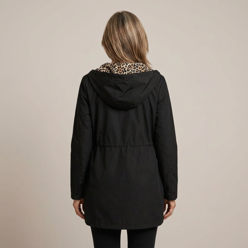 Lorraine – Reversible Hooded Jacket with Leopard Lining