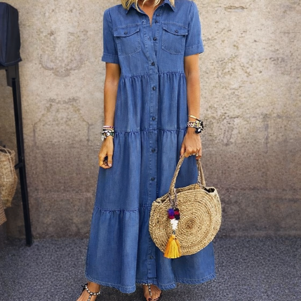 Elizabeth – Button-Front Denim Midi Dress