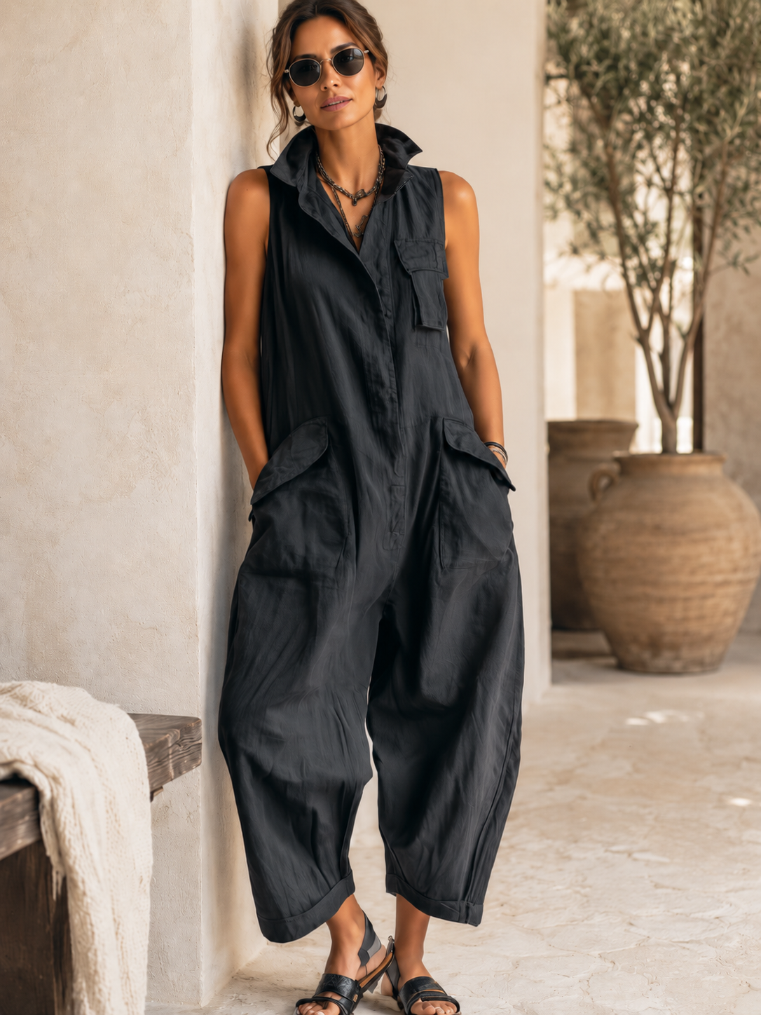 Rosa – Relaxed Cargo Jumpsuit