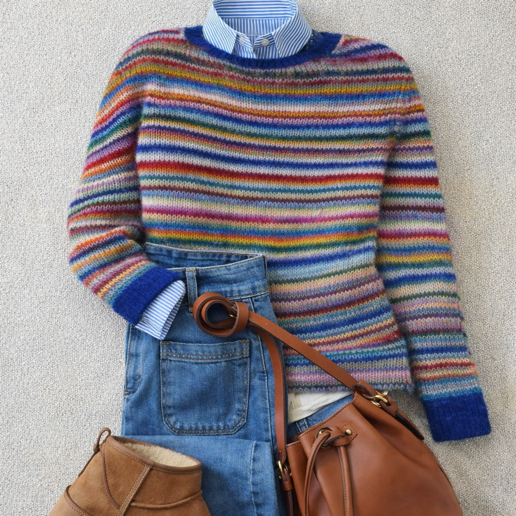 Debra – Striped Knit Crewneck Jumper