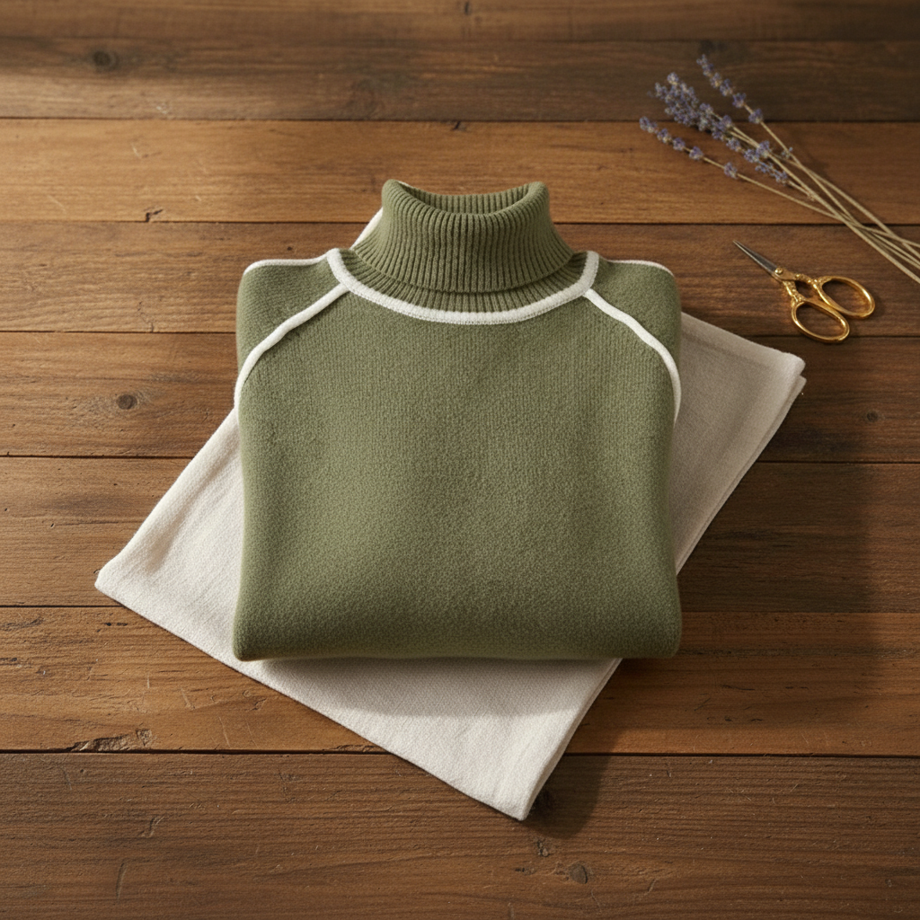 Angelique – Turtleneck Jumper with Contrast Stripe Detail