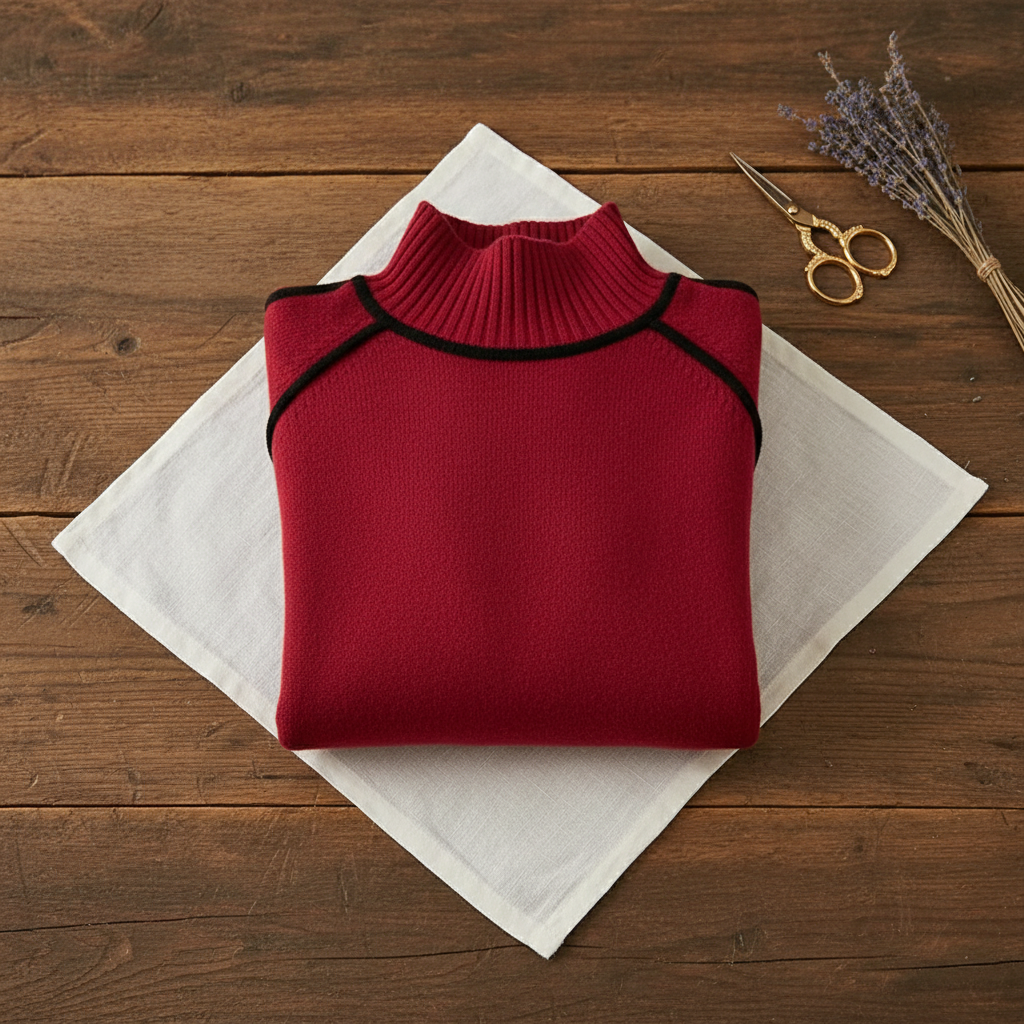 Rhonda – Turtleneck Knit Jumper with Contrast Trim