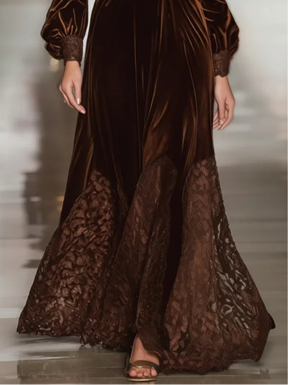Dahliana | Suede-Look Maxi Dress