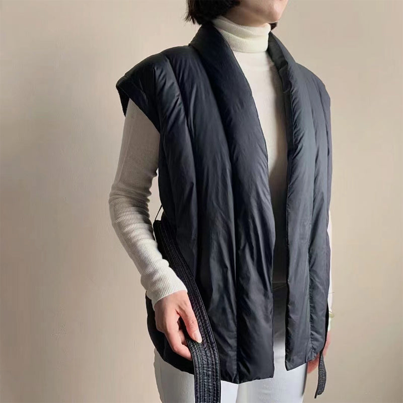 Angelique – Soft Belted Wrap Puffer Vest