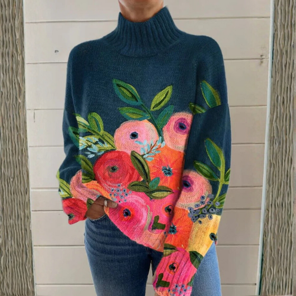 Ida – Floral Print Turtleneck Jumper