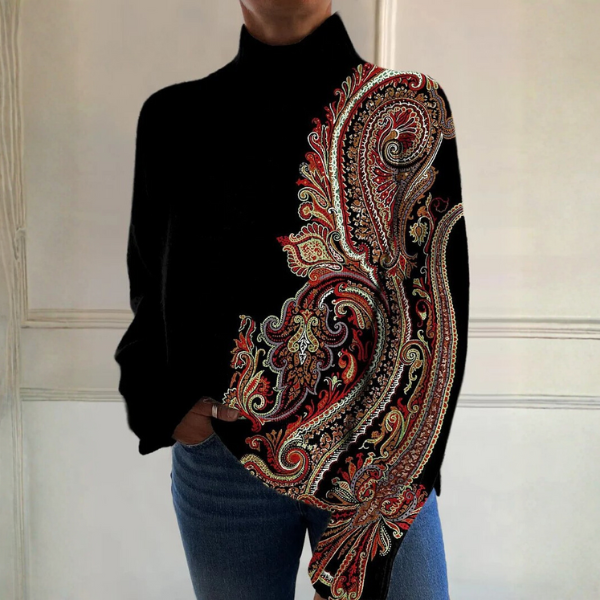 Millie – Turtleneck Top with Paisley Print
