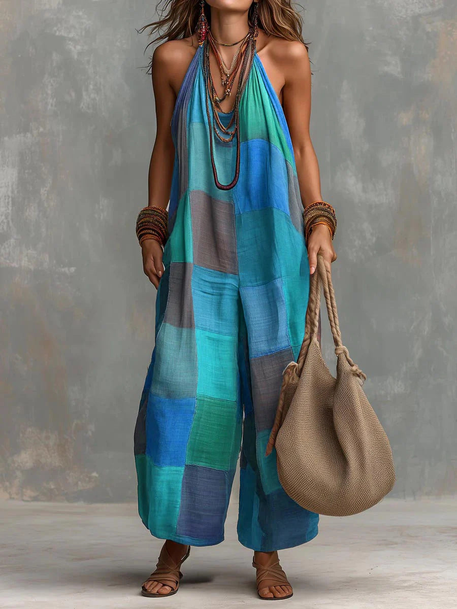 Ramona – Patchwork Halter Jumpsuit