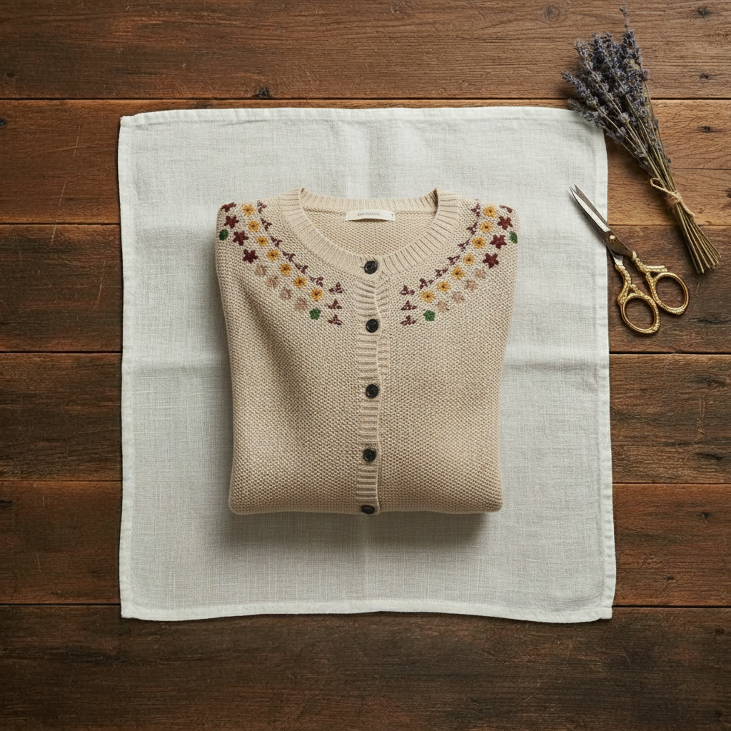Imogene – Embroidered Floral Knit Cardigan
