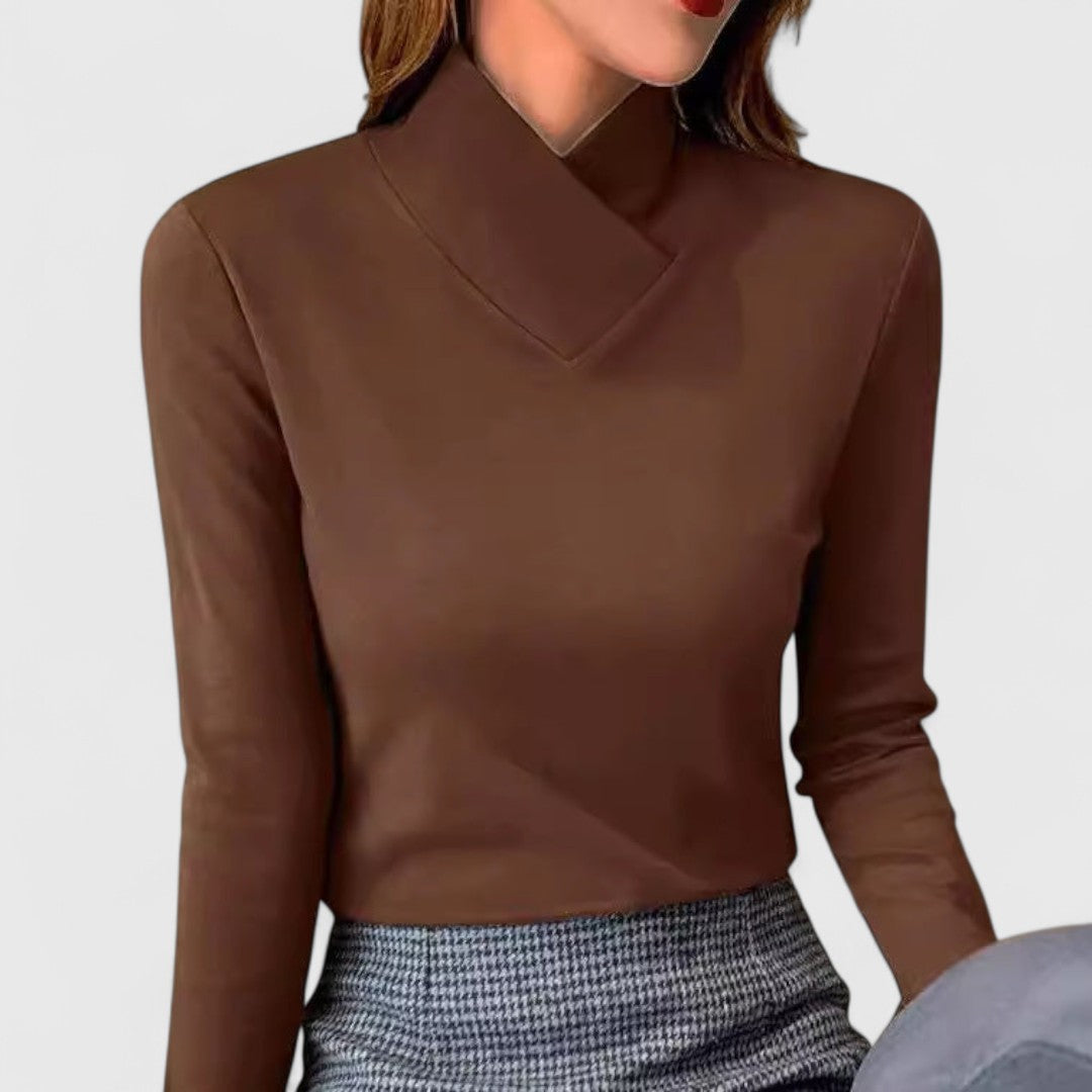Teresa – Elegant High Neck Long Sleeve Top