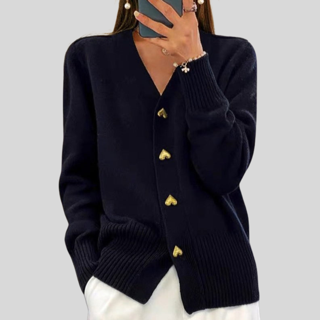 Cassandra – Knit Cardigan with Heart Buttons