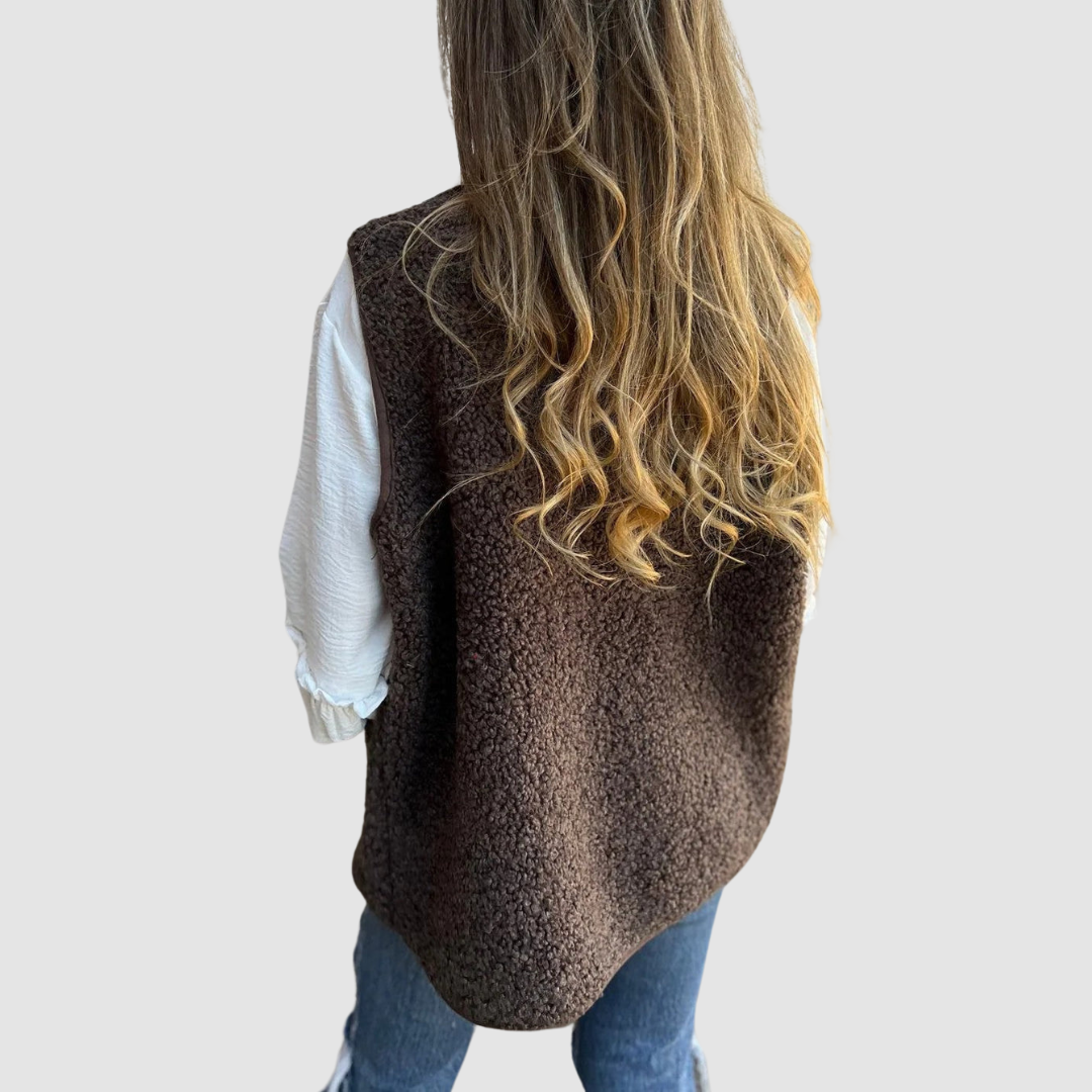 Vernice – Longline Teddy Fleece Buttoned Vest