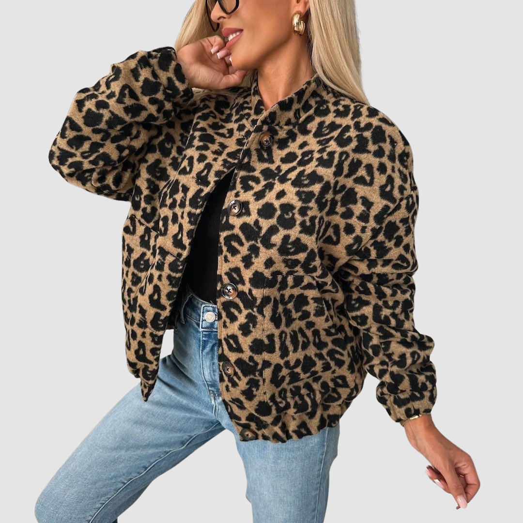 Rosemarie – Leopard Print Button-Up Jacket