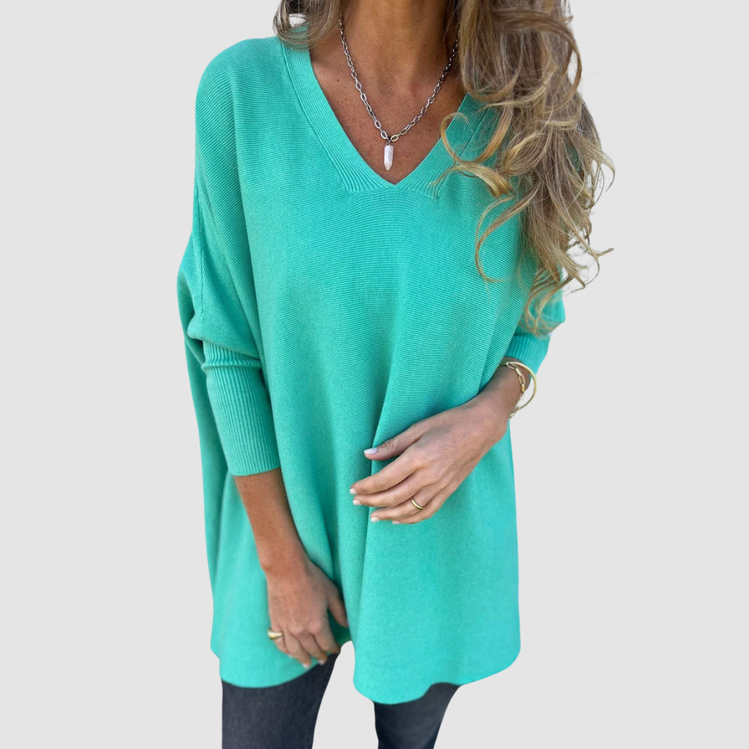 Carleen – Relaxed V-Neck Knit Jumper