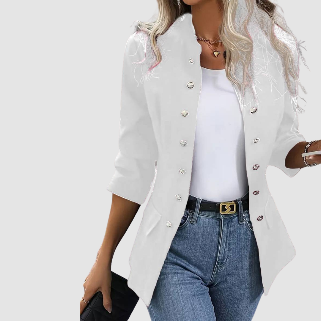 Rebecca – Double-Breasted Military Button Blazer