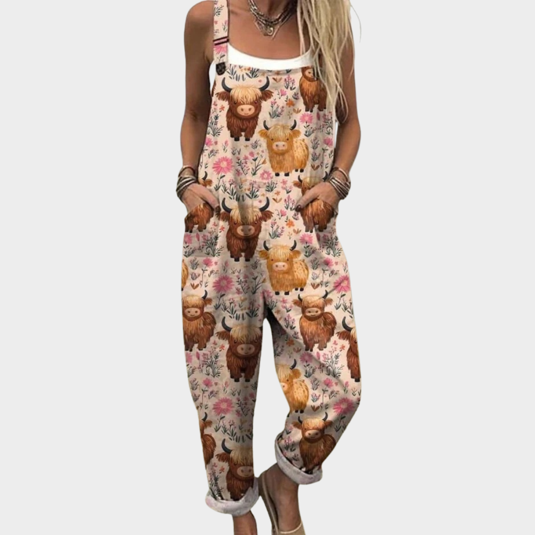 Evelyn | Festive Print Overalls