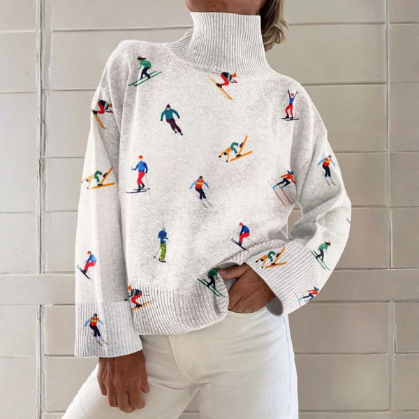 Margarita – Skier Print Turtleneck Jumper