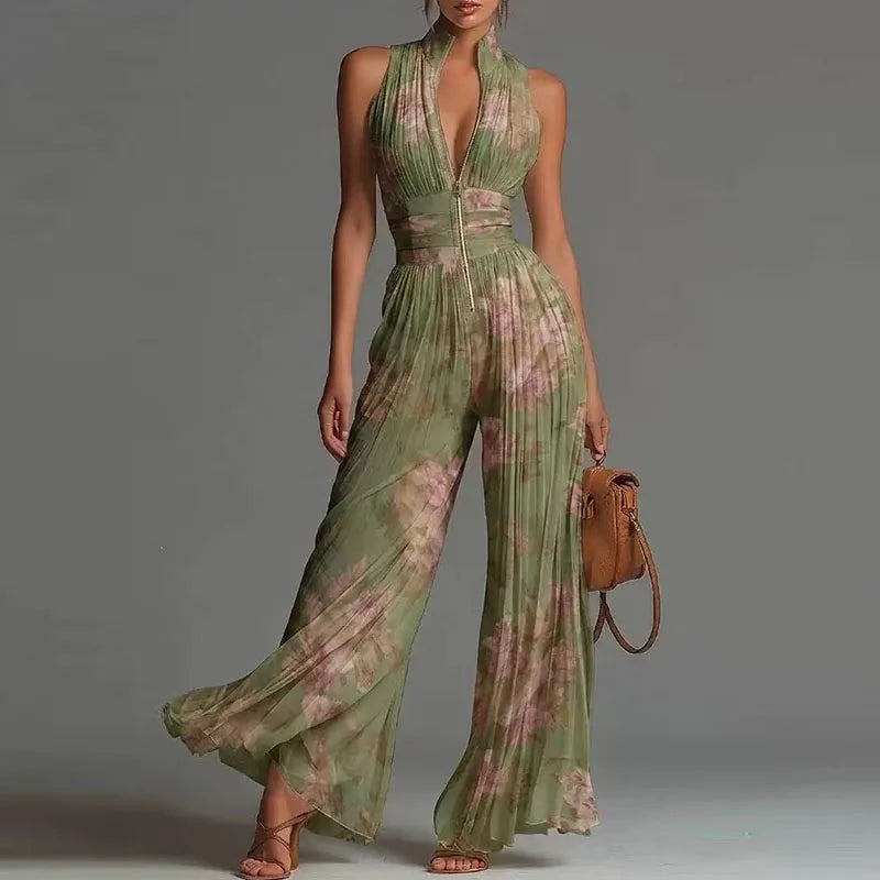 Kathleen – Pleated Wide Leg Elegant Jumpsuit