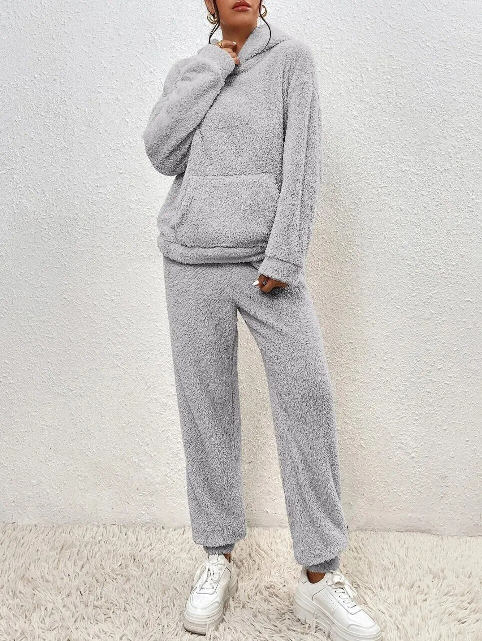 Shannon β Fluffy Teddy Hoodie and Pants Set