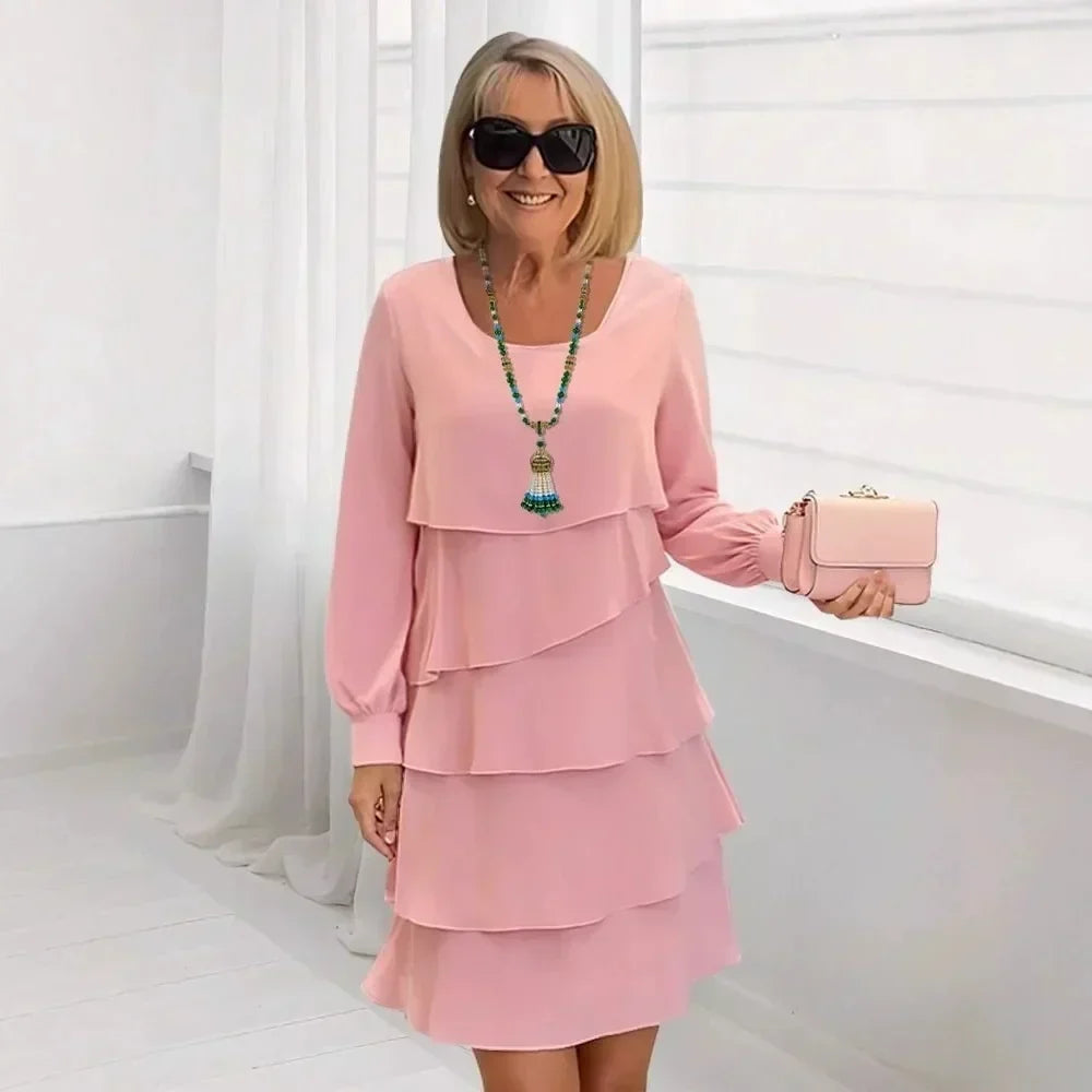 Kit | Elegant Comfort Ruffle Dress Long Sleeve