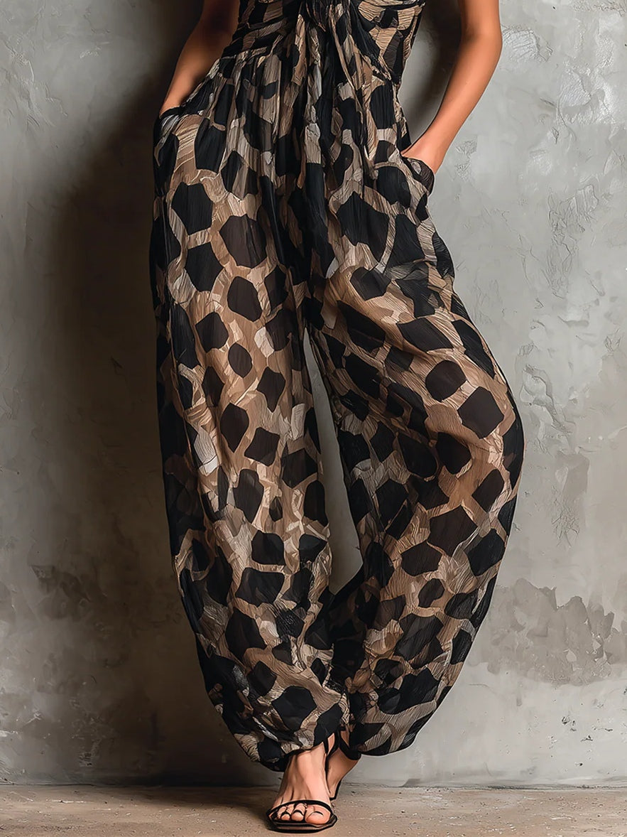 Kelly – Wide-Leg Printed Tie-Front Jumpsuit