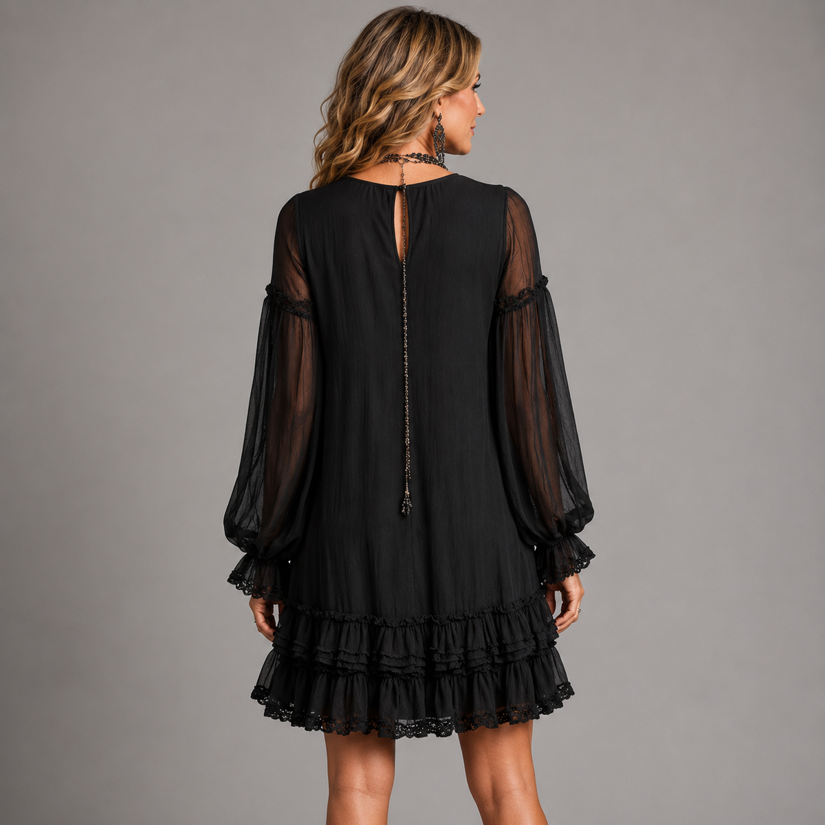 Tracy – Ruffled Chiffon-Look Mini Dress