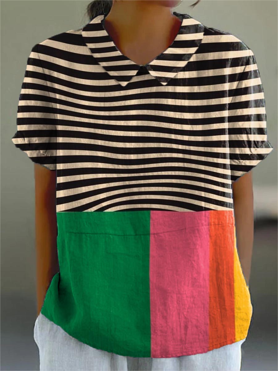 Sylvia | Bold Stripes and Colour Block Shirt