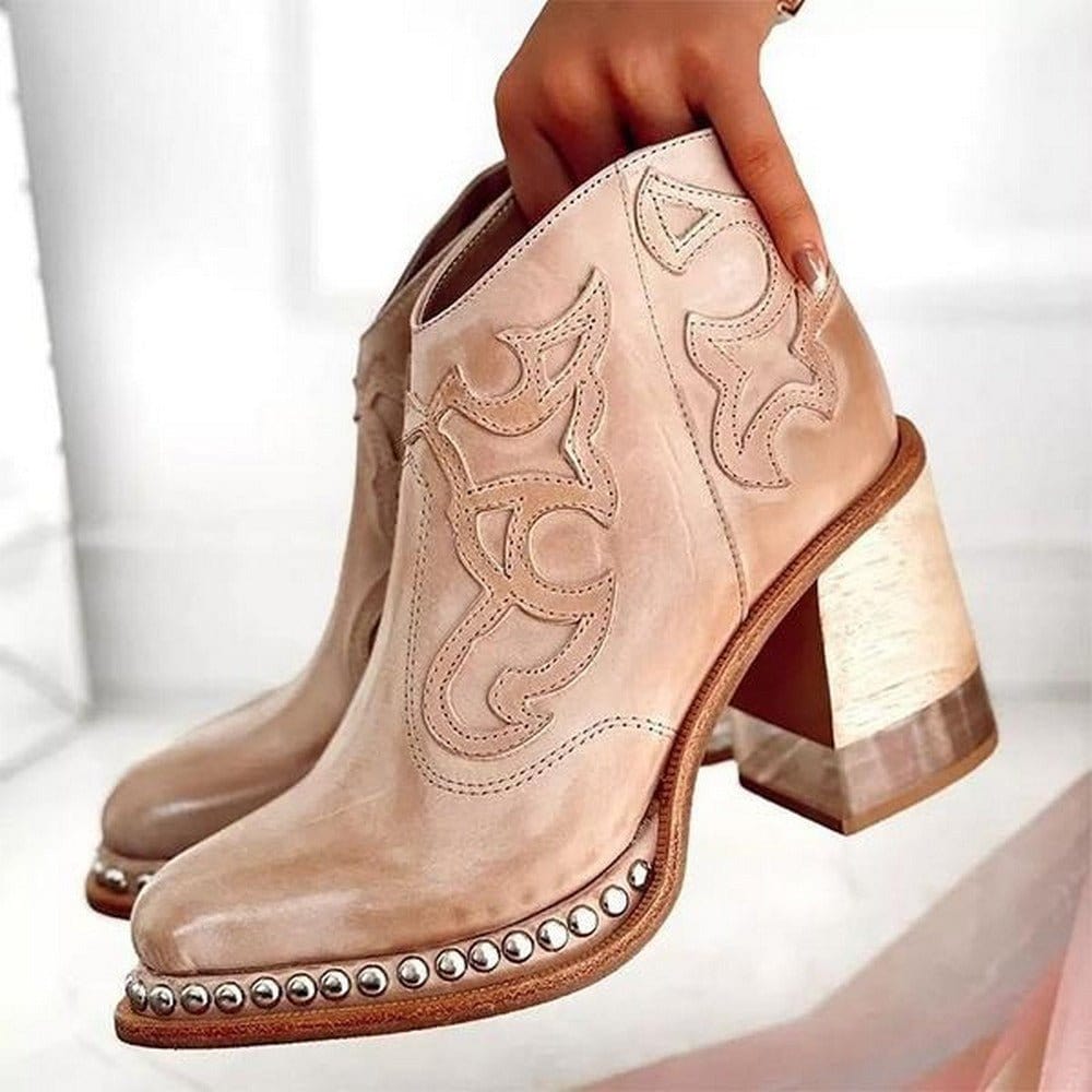 Nadine – Western Ankle Boot with Stud Detail