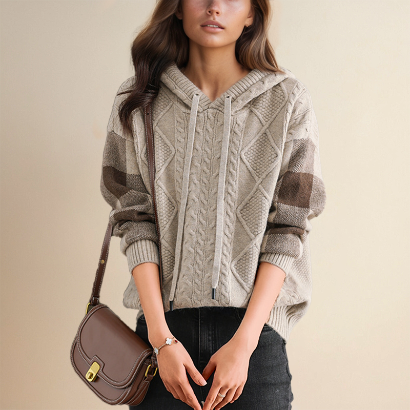 Jessica – Cable Knit Hooded Jumper