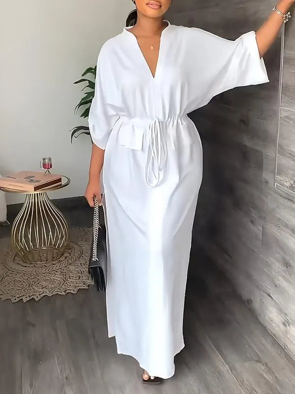Henrietta – Drawstring Waist Maxi Dress