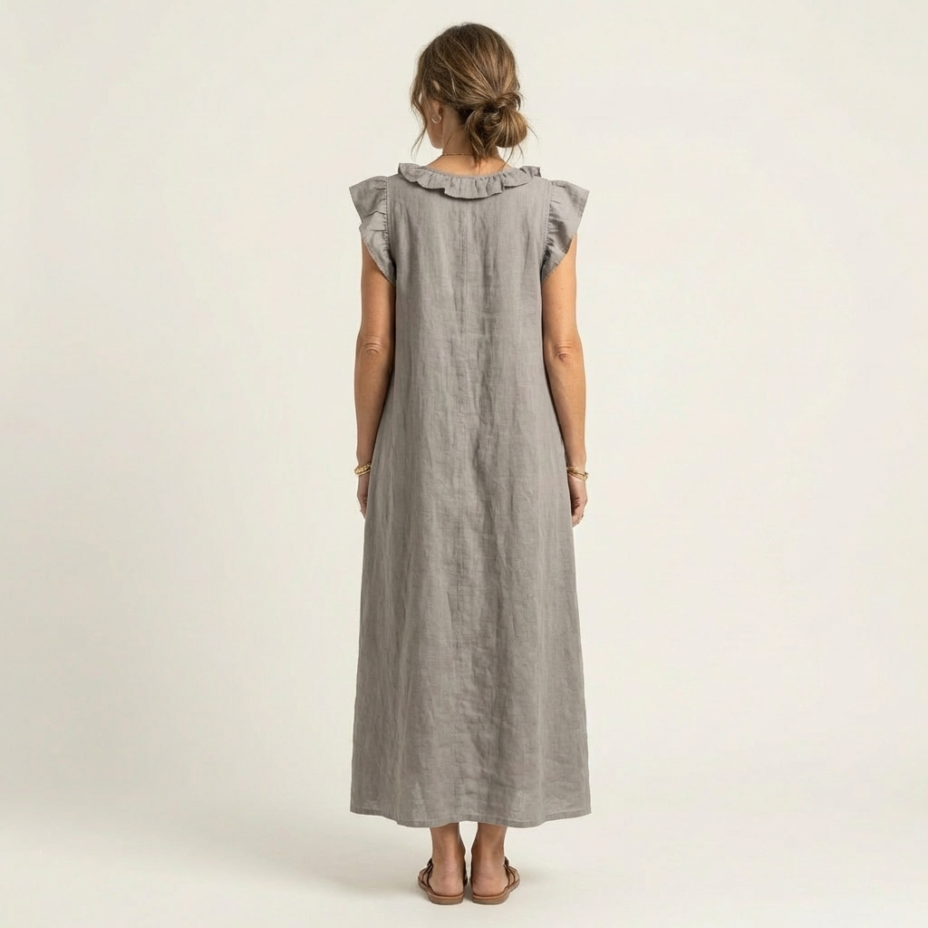Sue β Ruffle V-Neck Relaxed Maxi Dress