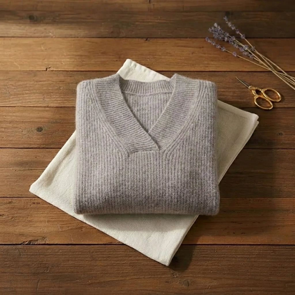 Ashley – V-Neck Ribbed Knit Jumper