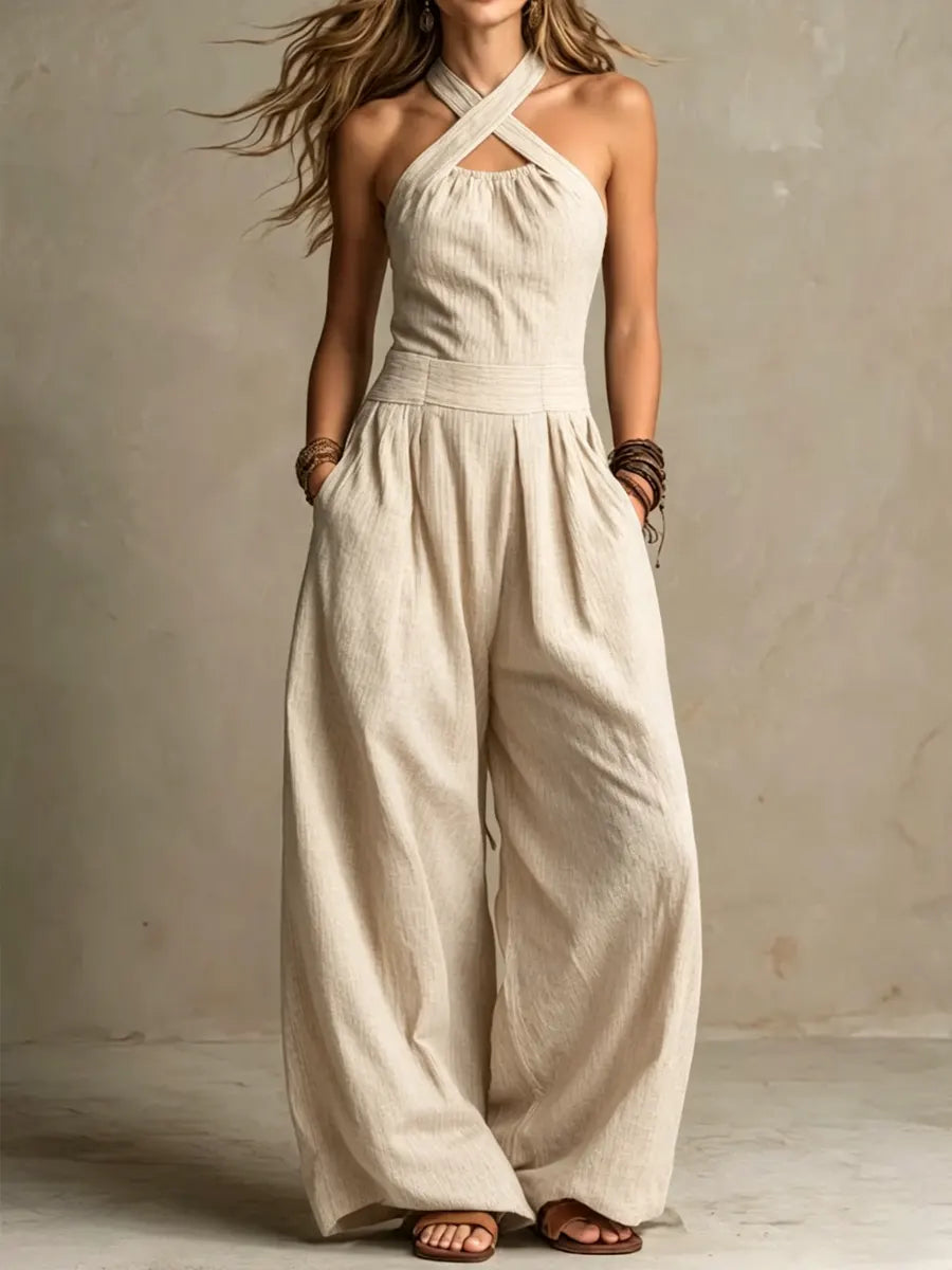 Estella – Wide-Leg Halter Jumpsuit